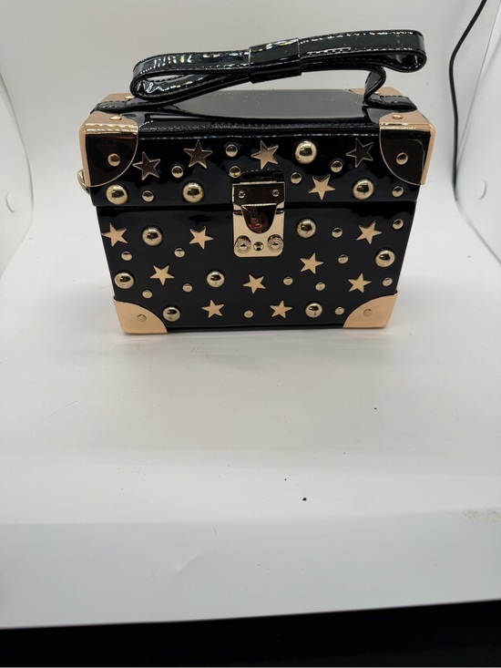 Betsey Johnson Handbags - Betsey Johnson Black Mini Star-Studded Box Bag with Gold Accents